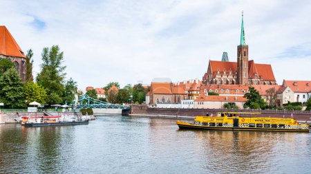 excursion boat in Oder River in Wroclaw city