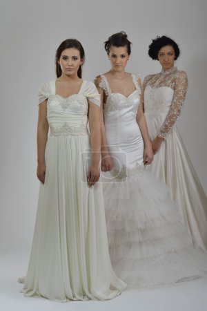 Portrait of a three beautiful woman in wedding dress