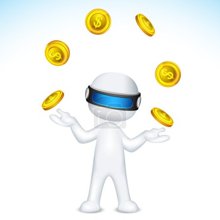 Vector 3d Man Juggling with gold coin