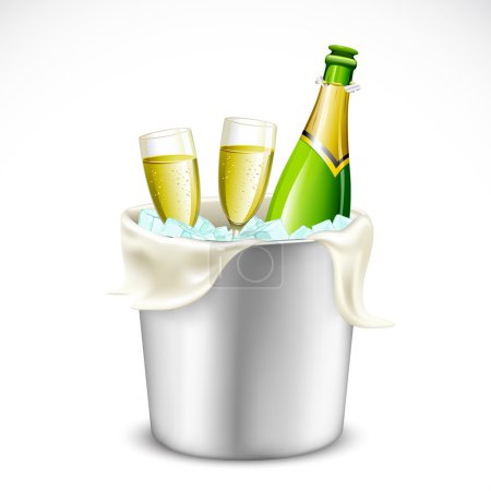 Champagne Glass and Bottle in Bucket