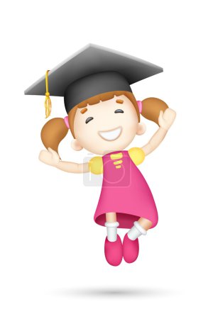 3d Girl with Mortar Board