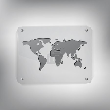 Abstract world map illustration on the metal plate