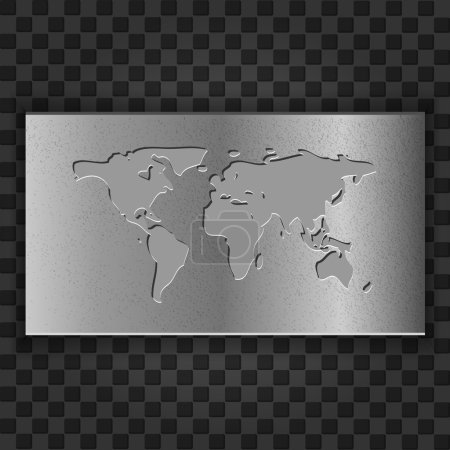 Abstract world map illustration on the metal plate