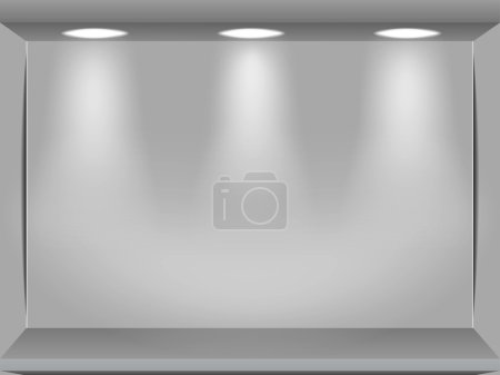 Showcase room with three light sources