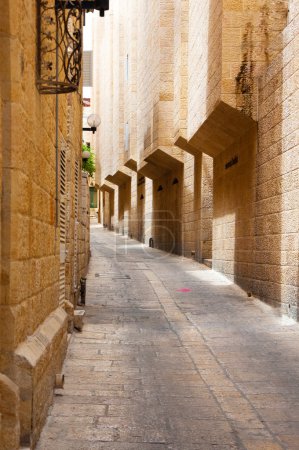 Narrow stone streets of ancient Jerusalem, Israel