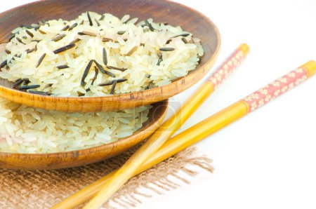 Rice in multi-colored plates