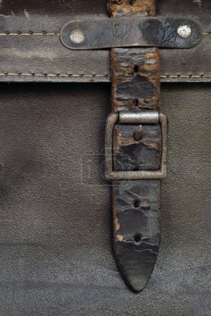 Buckle and Leather Strap on Vintage Suitcase