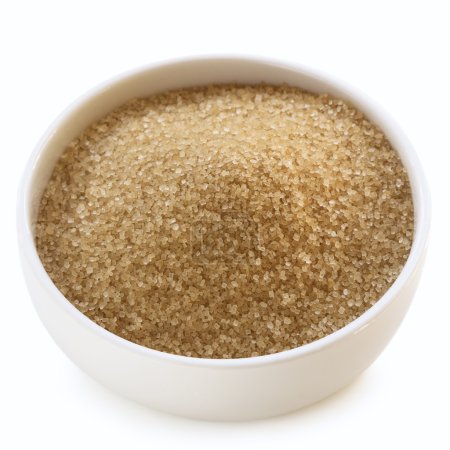 Bowl of Raw Sugar over White
