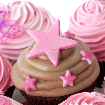 Chocolate Cupcake with Pink Stars