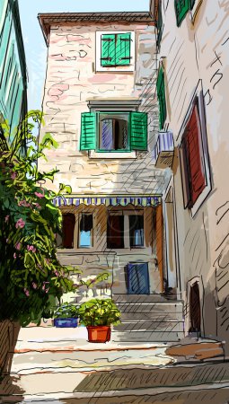 Croatia town street - illustration