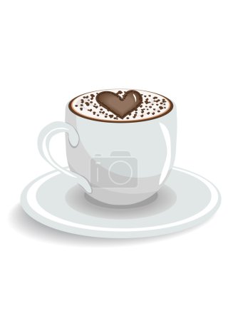 Cup of coffee with heart, vector illustration