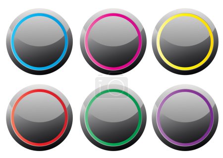 Black glance buttons with various color rings