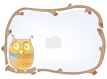 Frame made from branch with owl