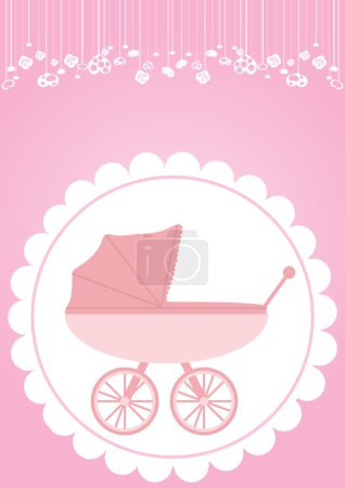 Pink baby carriage for newborn girl