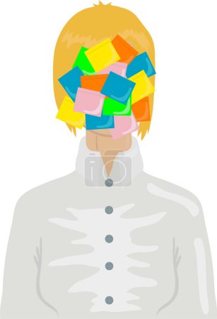 Businesswoman with color stickers
