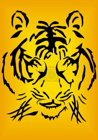 Bengal tiger head over orange background