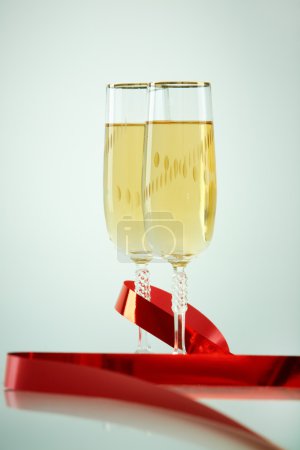 Champagne with ribbon