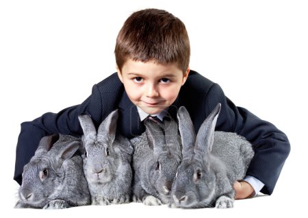 Lad with rabbits