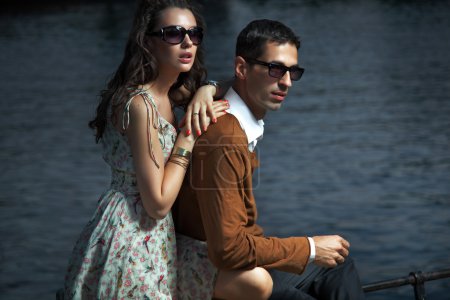 Young couple wearing sunglasses