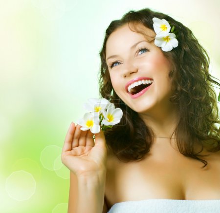 Spa Girl over nature background