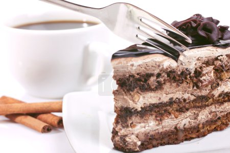 Chocolate-cake with cream and coffee
