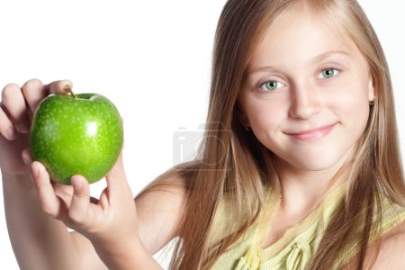 Little girl with an apple