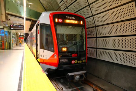 San Francisco, California  October 21, 2023: SFMTA MUNI Metro Light Rail, San Francisco Municipal Tranportation Agency