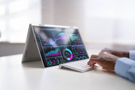 KPI Business Data Dashboard Analytics On Hybrid Laptop